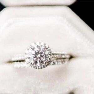 Kay Jewelers white gold Diamond Halo wedding set